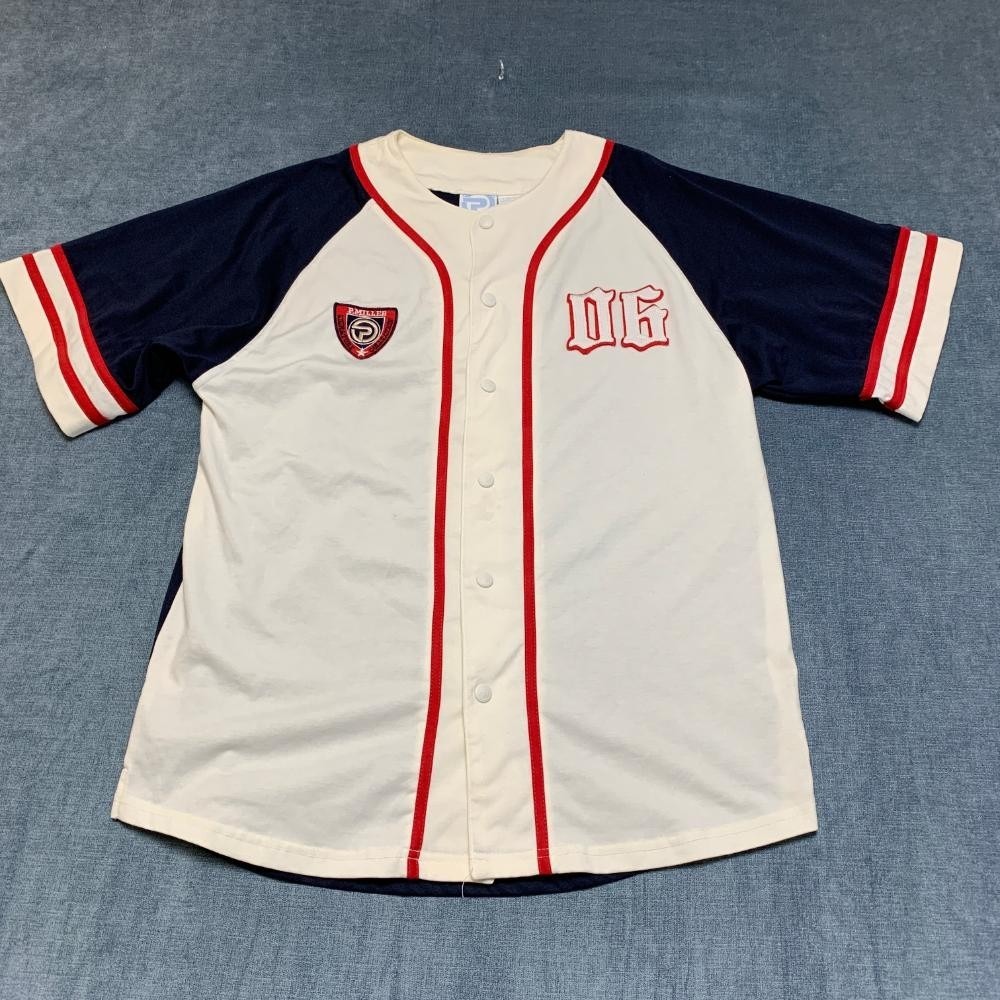 VTG P. Miller Signature Collection Baseball Jersey Boys L (16/18) Beige Navy #06